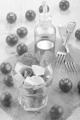 italian salad with buffalo mozzarella and cherry tomatoes, basil in a glass