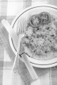 tuna omelette with parsley and tomato on a plate