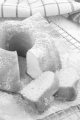 freshly baked curd cheese gugelhupf with powdered sugar 