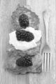 boxty, irish pancake with blackberries and sour cream