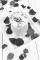 cold ice coffee in a glass on a serving tray
