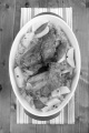 casserole with potato, pickled cabbage, bay leaf and knuckle of pork