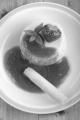 panna cotta with strawberry, mint and fruit sauce