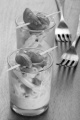 macaroni carbonara with tomato and basil in a shot glass