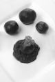 beetroot with parsley and beetroot mousse on a white plate