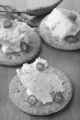 cracker with italian gorgonzola and green chili on wood 